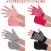 4 Pairs Non-Slip Yoga & Pilates Gloves - Half Finger Ballet Dance Gloves with Wrist Grips - Cotton Ladies Mittens Protection Equipments - Image 9