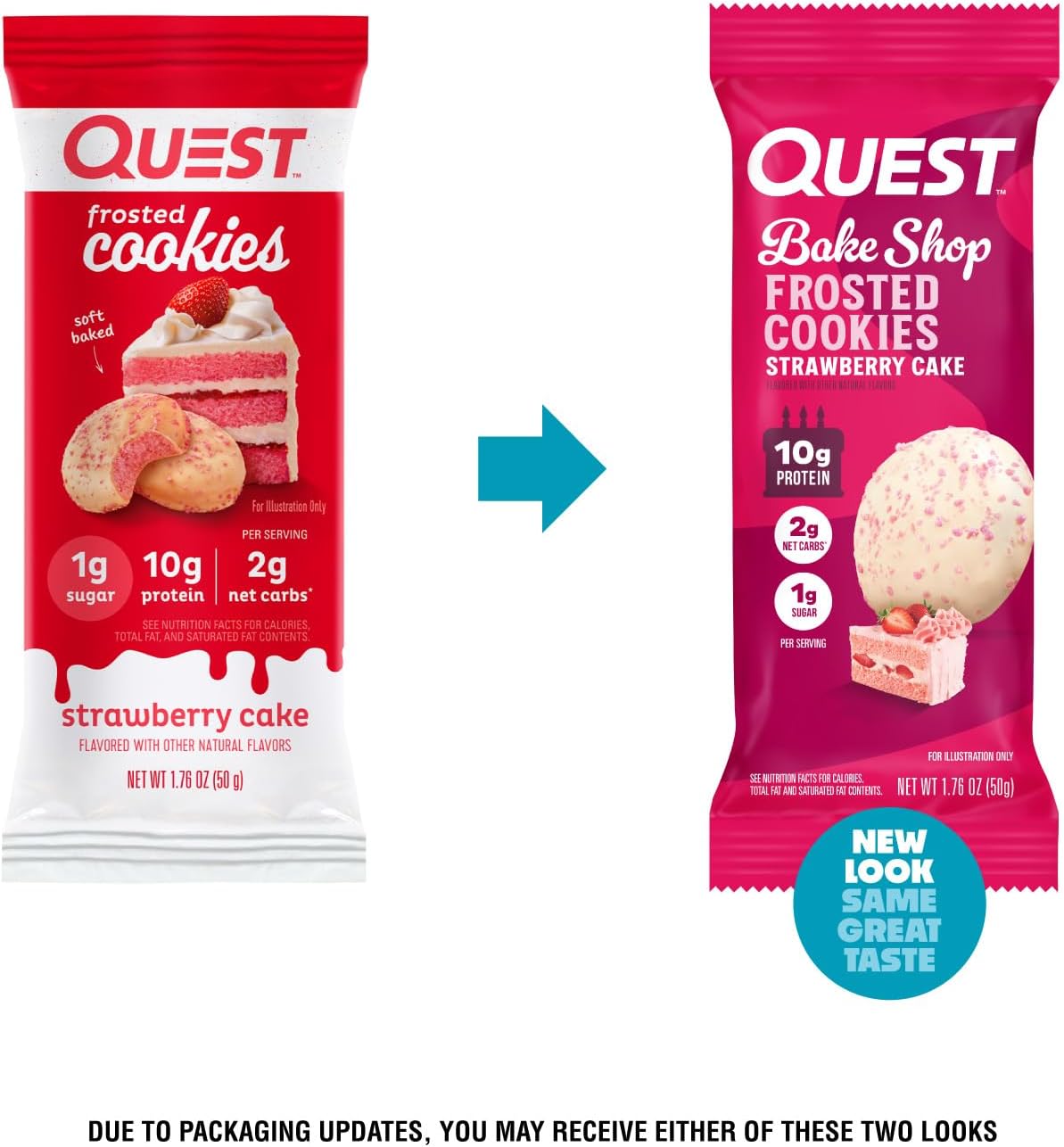 Quest Nutrition Frosted Cookies Twin Pack, Strawberry Cake, 1g Sugar, 10g Protein, 2g Net Carbs, Gluten Free, 16 Cookies - Image 3