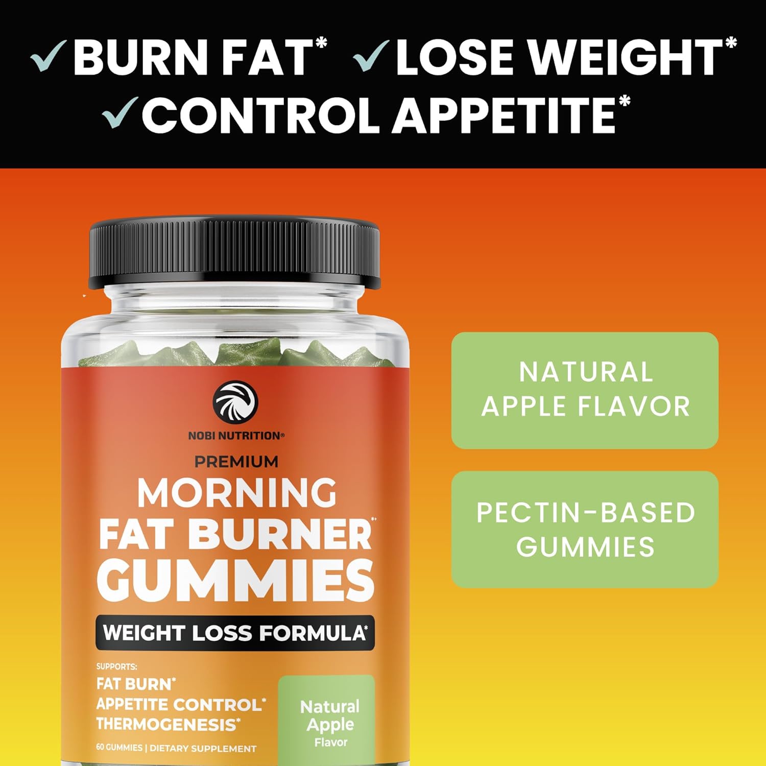Morning Fat Burner Gummies | Weight Loss for Women & Men | Thermogenic Belly Fat Burner with Green Tea, Garcinia, Green Coffee Bean & More | Appetite Suppressant & Metabolism Booster | 60 Gummies - Image 6
