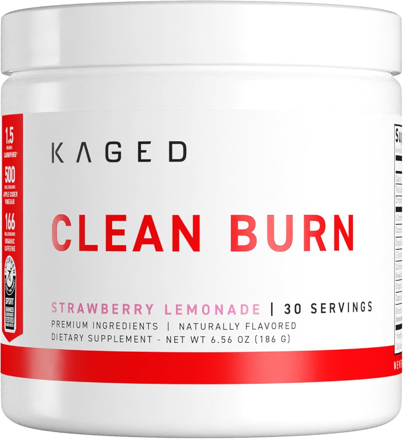 Kaged Thermogenic Powder Clean Burn Strawberry Lemonade Men & Women Weight Management Supplement Organic Caffeine Apple Cider Vinegar 30 Servings - Image 2