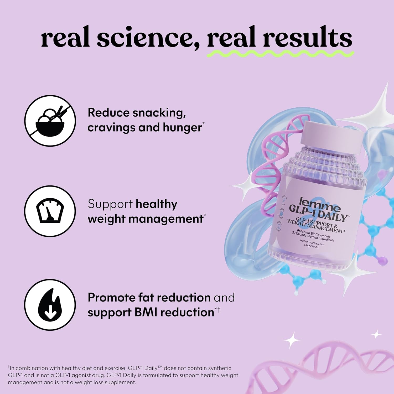 Lemme GLP-1 Daily, Reduce Hunger & Cravings, Boost GLP-1 Production, Support Fat Loss and Weight Management with Clinically Studied Ingredients, 1 Month Supply (60 Capsules) - Image 5