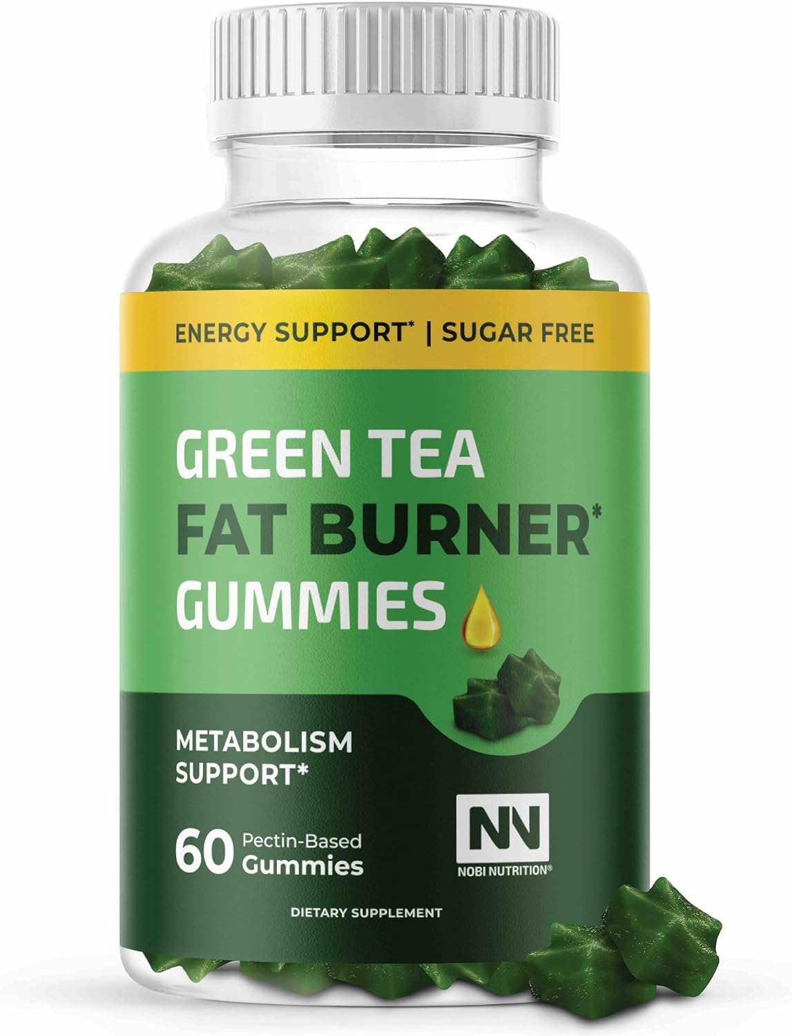 Nobi Nutrition Green Tea Fat Burner Gummies for Weight Loss | Metabolism Boost & Appetite Suppressant with Green Coffee Bean and Garcinia Cambogia | Pills to Burn Belly Fat for Women & Men - Image 2
