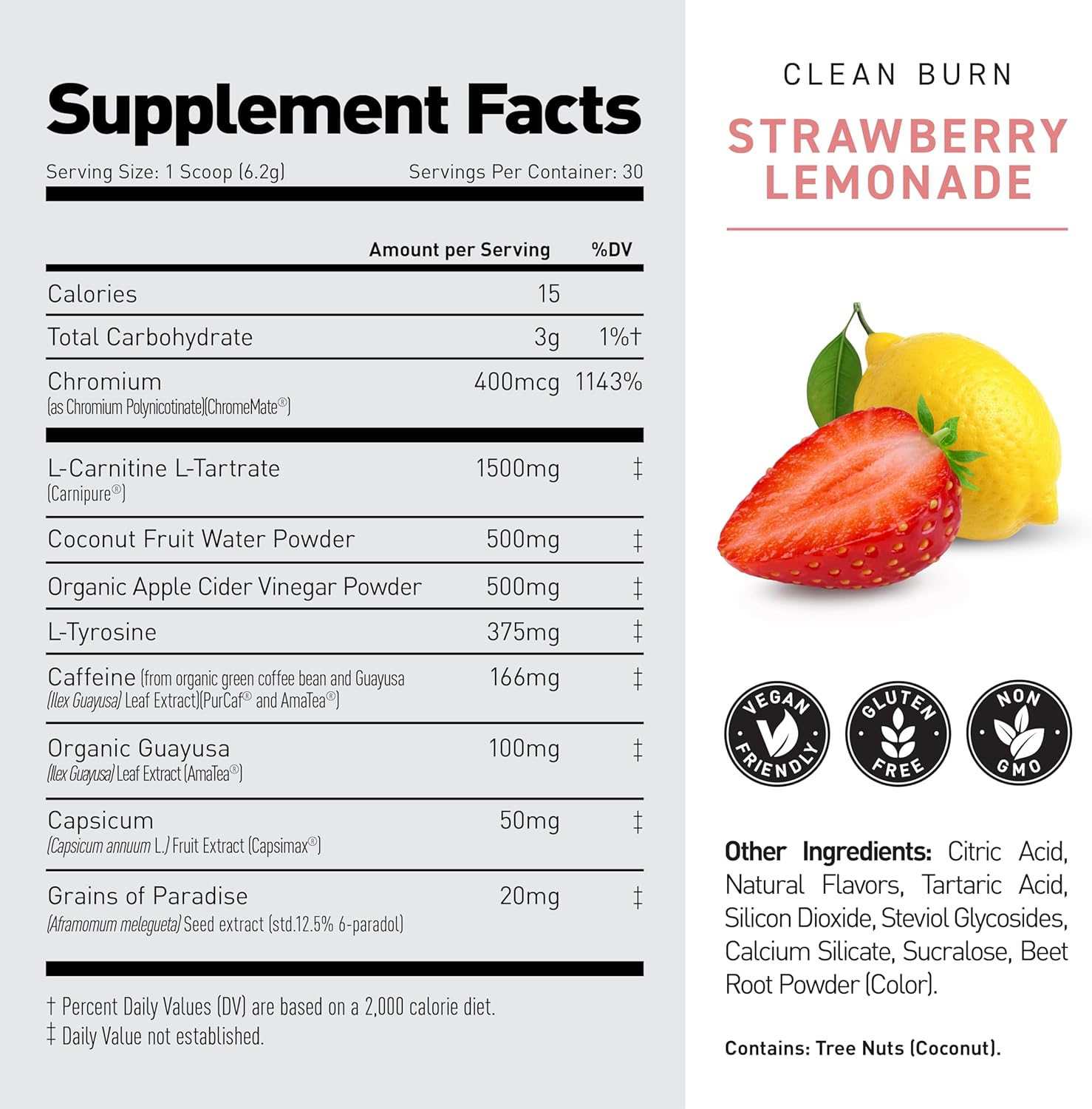Kaged Thermogenic Powder Clean Burn Strawberry Lemonade Men & Women Weight Management Supplement Organic Caffeine Apple Cider Vinegar 30 Servings - Image 4
