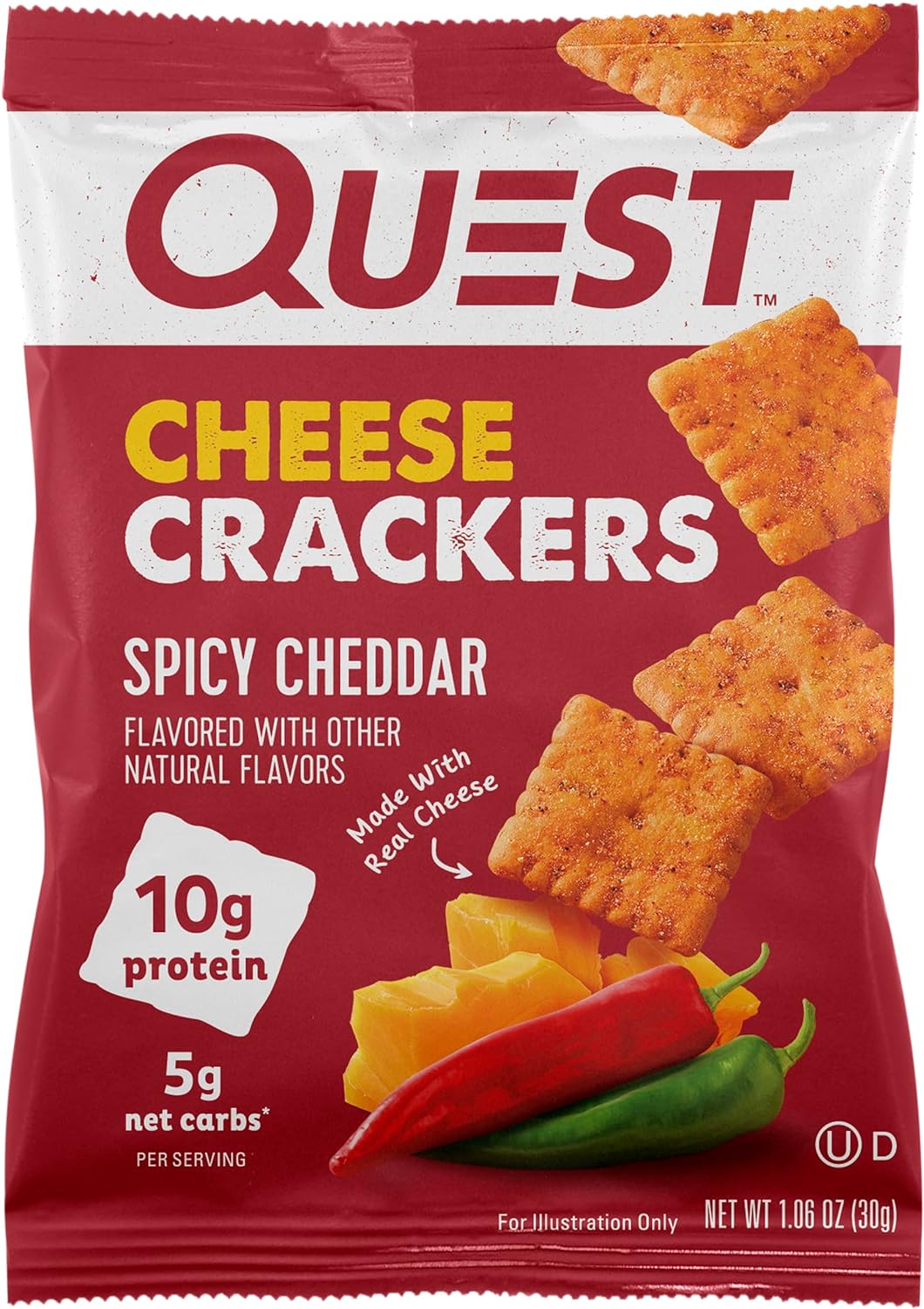 Quest Nutrition Cheese Crackers, Spicy Cheddar Blast, 10g of Protein, Low Carb, Made with Real Cheese, 12 Count (1.06 oz bags) - Image 2