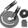 Redify Weighted Jump Rope for Workout Fitness(1LB), Tangle-Free Ball Bearing Rapid Speed Skipping Rope for MMA Boxing Weight-loss,Aluminum Handle Adjustable Length 9MM Fabric Cotton+9MM Solid PVC Rope - Image 2
