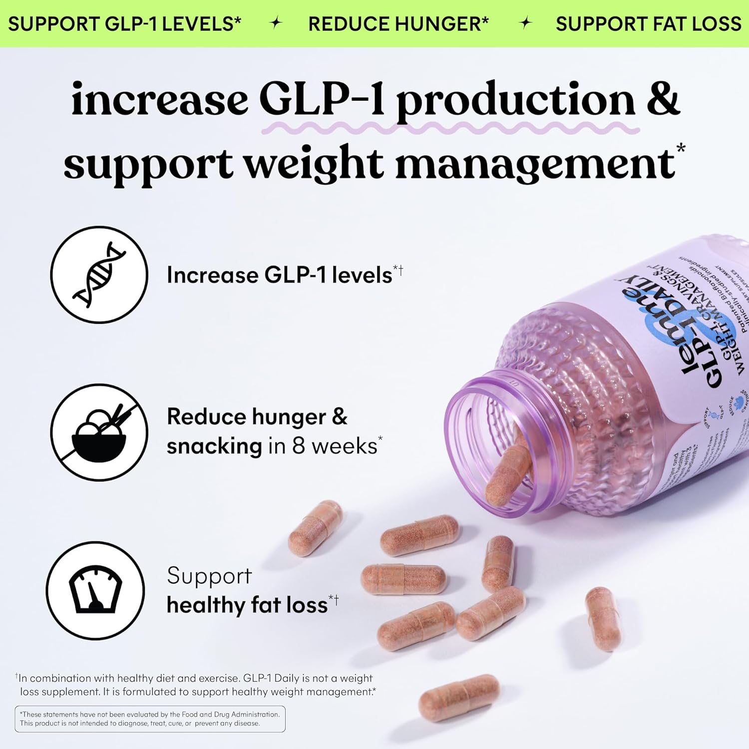 Lemme GLP-1 Daily, Reduce Hunger & Cravings, Boost GLP-1 Production, Support Fat Loss and Weight Management with Clinically Studied Ingredients, 1 Month Supply (60 Capsules) - Image 3
