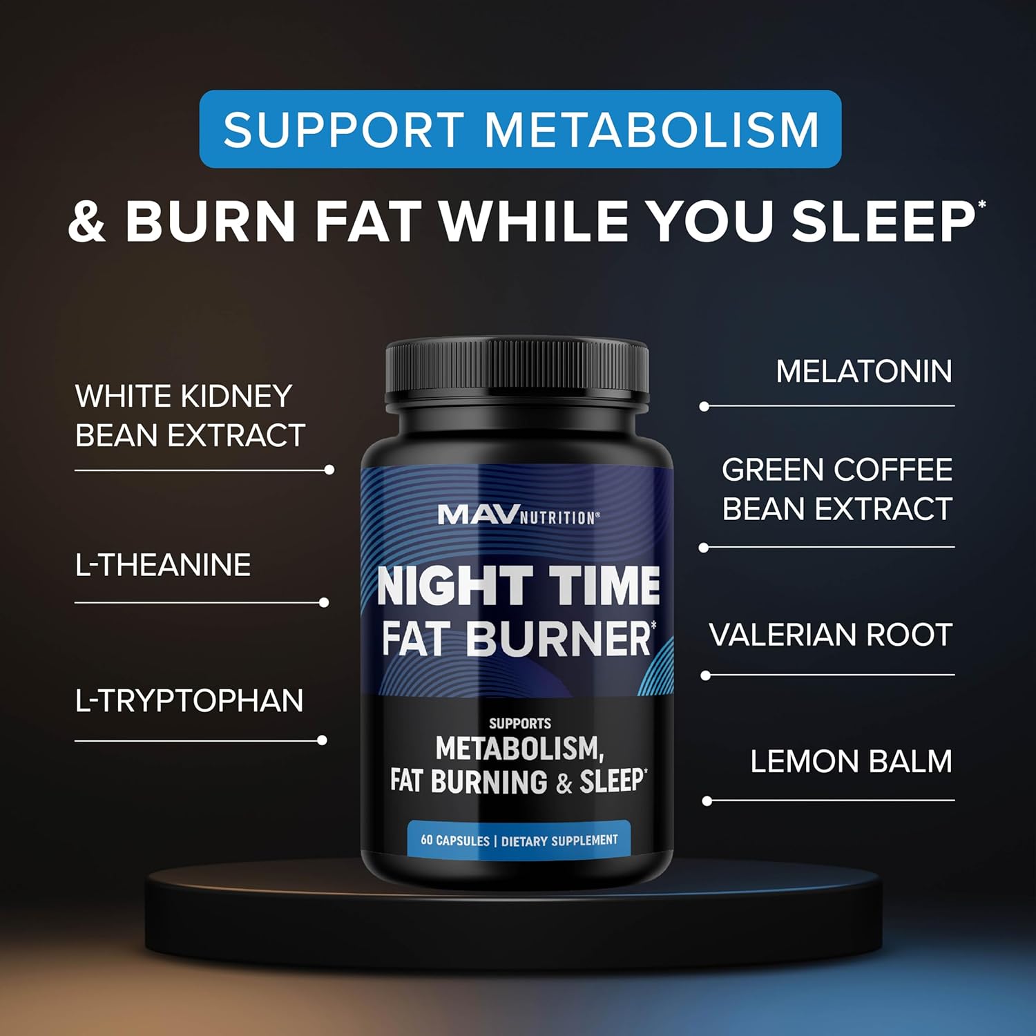 Night Time Fat Burner for Weight Loss Support & Sleep Aid | Appetite Suppressant, Carb Blocker, Overnight Metabolism Booster for Stomach Fat Burner & Night Shred with Melatonin | Non-GMO, Vegan 60ct - Image 3