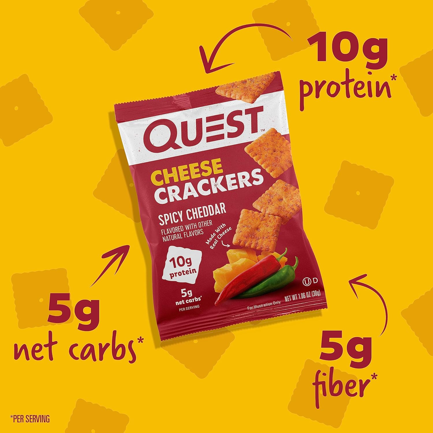 Quest Nutrition Cheese Crackers, Spicy Cheddar Blast, 10g of Protein, Low Carb, Made with Real Cheese, 12 Count (1.06 oz bags) - Image 5