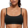 CRZ YOGA Womens Butterluxe Adjustable Spaghetti Strap Sports Bra - Scoop Neck Wireless Padded Yoga Workout Crop Top Black Small - Image 2