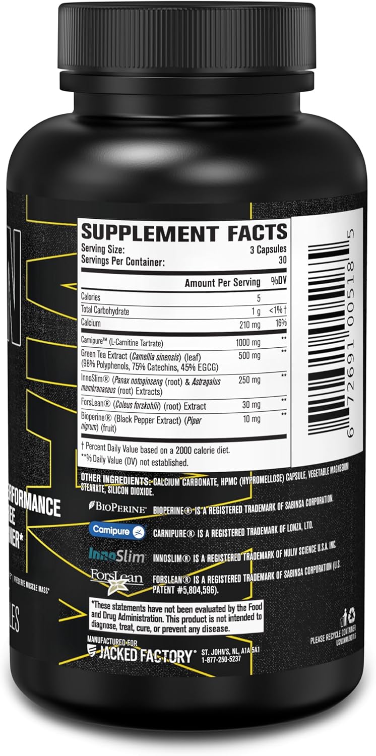 Jacked Factory Lean-XT Max - High-Performance Stim-Free Fat Burner with Carnipure, Green Tea Extract, InnoSlim, & ForsLean for Increased Metabolism, Weight Loss, & Appetite Suppression - 90 Count - Image 8