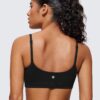 CRZ YOGA Womens Butterluxe Adjustable Spaghetti Strap Sports Bra - Scoop Neck Wireless Padded Yoga Workout Crop Top Black Small - Image 3
