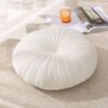 Floor Pillow Meditation Cushion Round Large Floor Pillows Seating for Adults, Velvet Thick Floor Cushions for Yoga Living Room Balcony Outdoor Tatami（Beige） - Image 4
