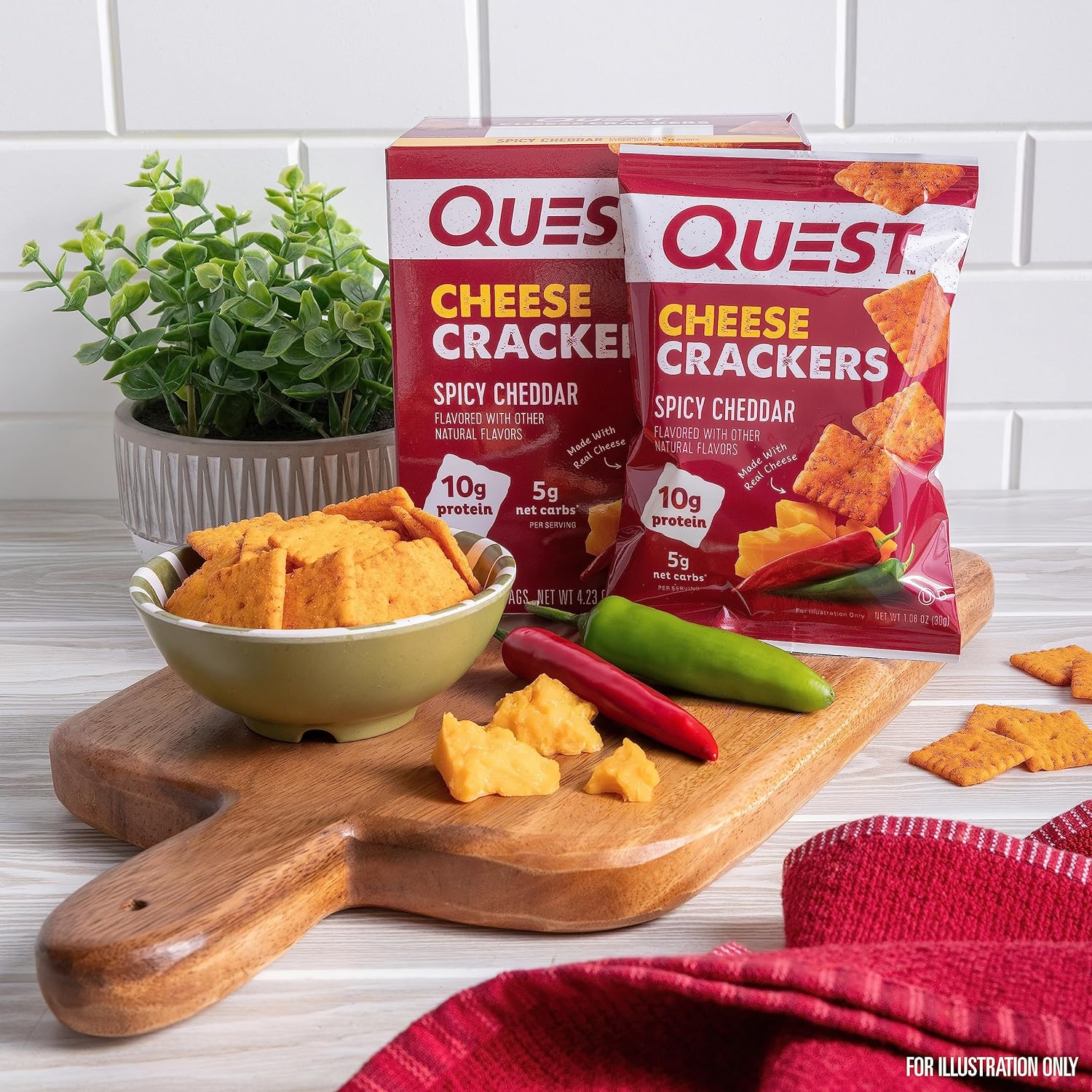 Quest Nutrition Cheese Crackers, Spicy Cheddar Blast, 10g of Protein, Low Carb, Made with Real Cheese, 12 Count (1.06 oz bags) - Image 8