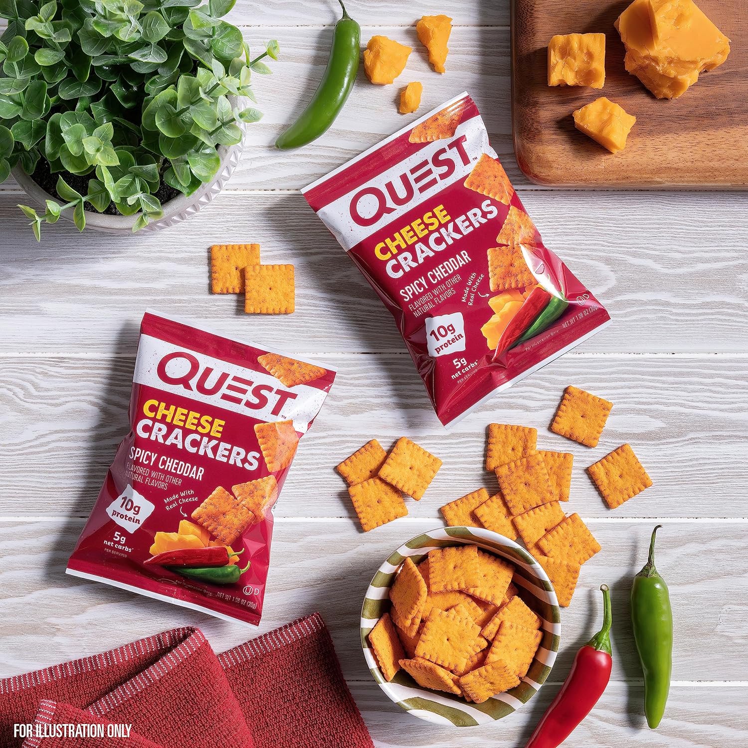 Quest Nutrition Cheese Crackers, Spicy Cheddar Blast, 10g of Protein, Low Carb, Made with Real Cheese, 12 Count (1.06 oz bags) - Image 7