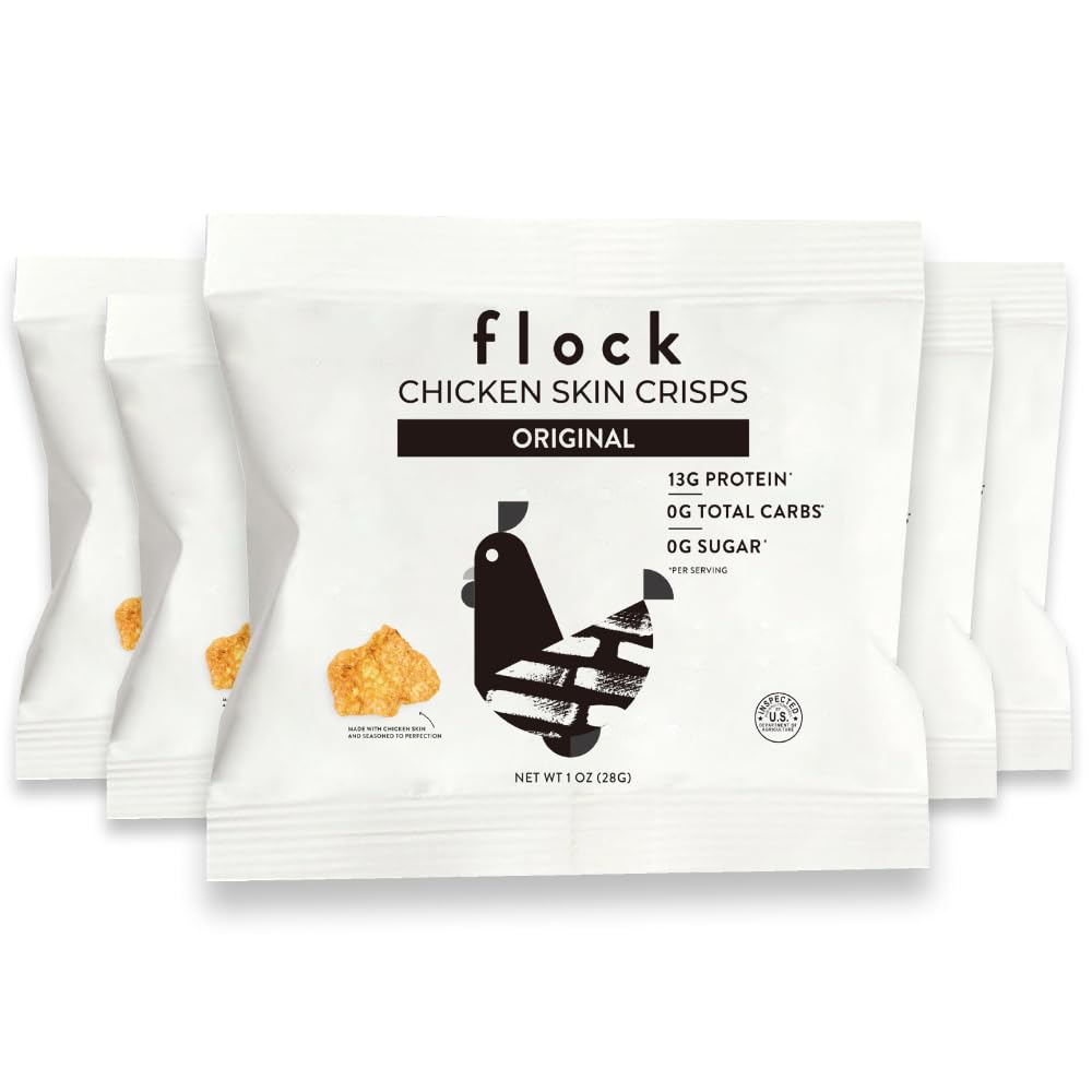 Flock Keto Chicken Skin Chips | Original Flavor | Low Carb, High Protein, Sugar Free, Gluten Free Fried Chicken Skins for People | (1oz) 8-Pack Crispy Flock Chips - Image 2
