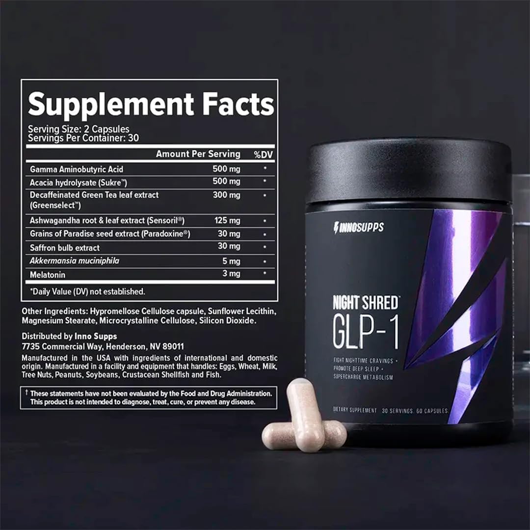 InnoSupps Night Shred™ GLP-1 | Nighttime Fat-Burner + Sleep Support | Appetite, Metabolism & Stress Support | Akkermansia + Ashwagandha | 60 Capsules. 30 Servings. - Image 6