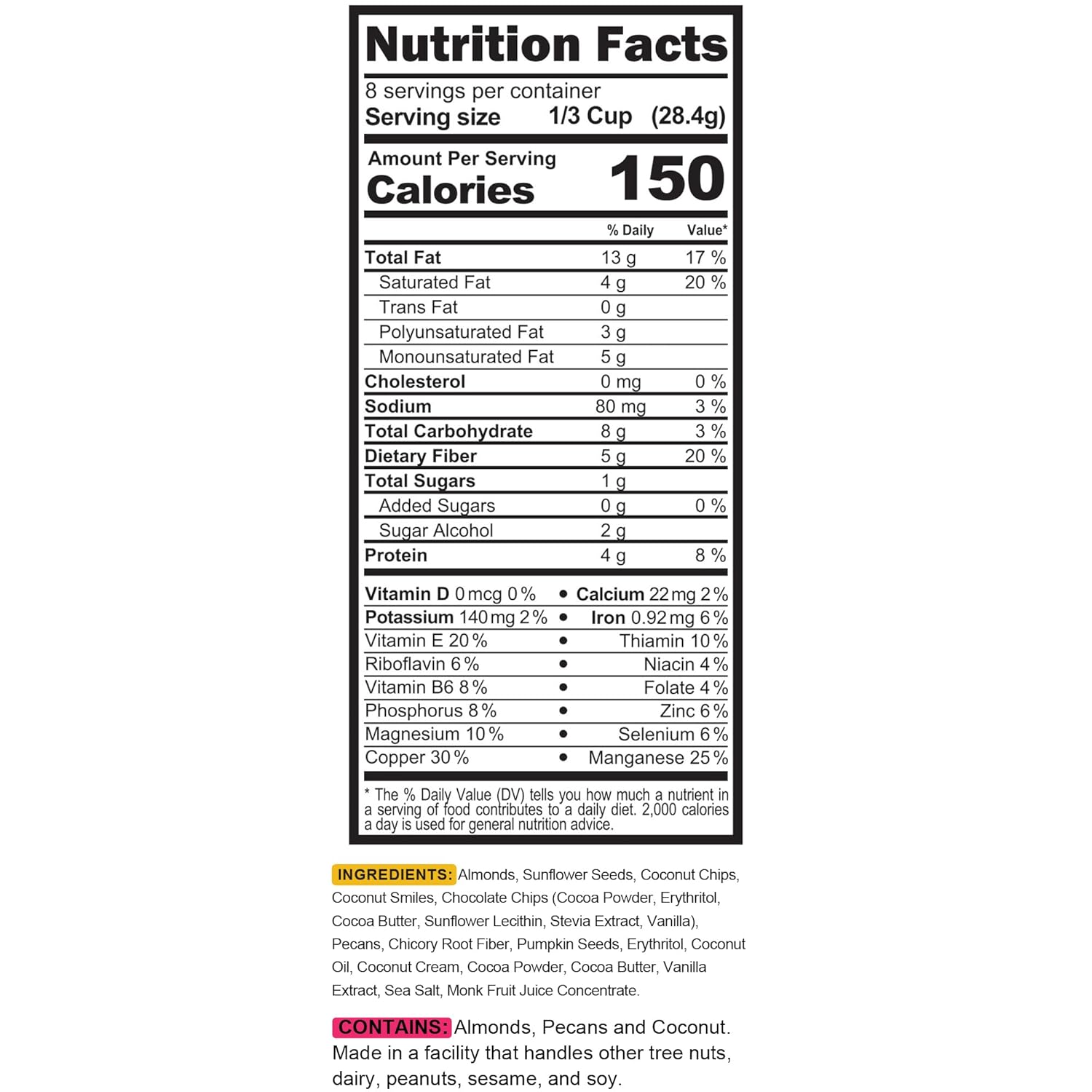 TGB Chocolate Chip Granola Cereal, Keto Friendly Snack, No Added Sugar, Gluten Free, High Fiber, 8oz Resealable Bag (Pack of 1) - Image 7