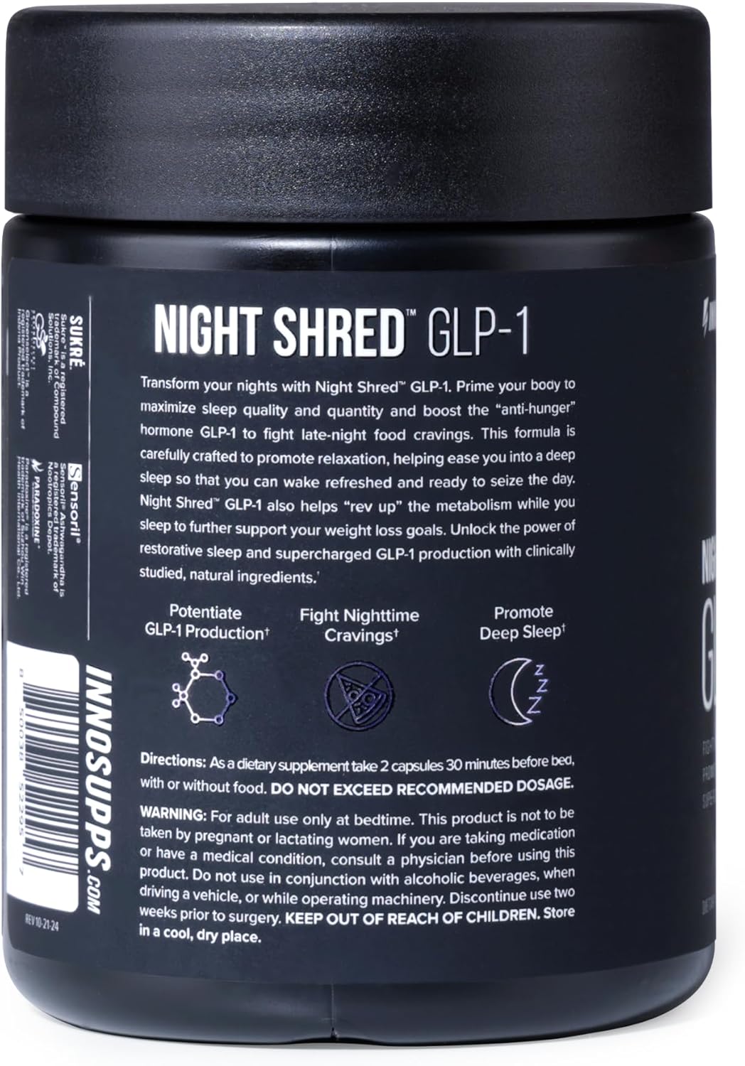 InnoSupps Night Shred™ GLP-1 | Nighttime Fat-Burner + Sleep Support | Appetite, Metabolism & Stress Support | Akkermansia + Ashwagandha | 60 Capsules. 30 Servings. - Image 8