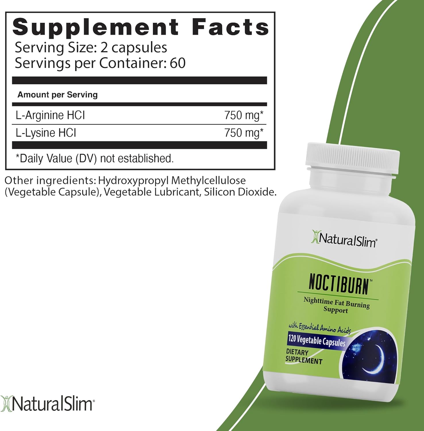 NaturalSlim Night Time Fat Burner for Women & Men - Noctiburn Overnight Fat Burning Supplements with Essentials Amino Acid for Night Burn Metabolism Support - 120 Vegetable Capsules - Image 3