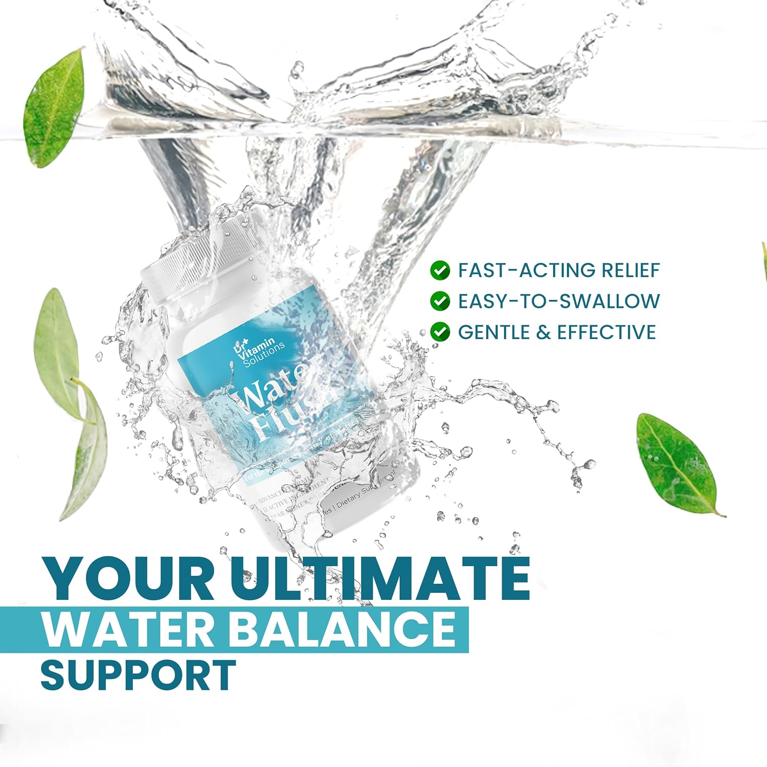 Diuretic Water Pills for Weight Control, 12 Active Ingredients (Green Tea, Cranberry & More), Instant Relief from Bloat & Swelling, Water Retention Pills for Women & Men - 60 Caps - Image 10