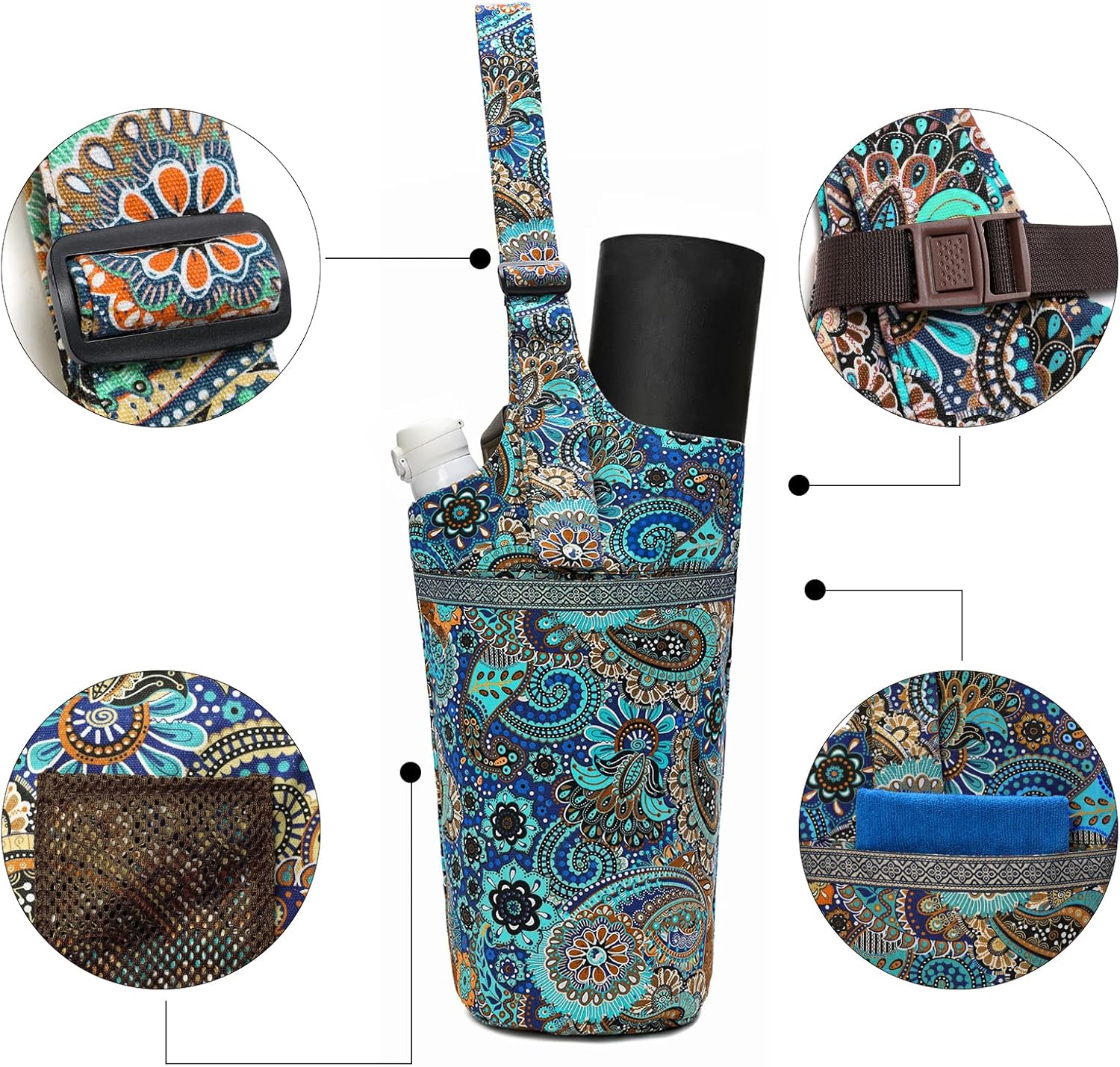 IwIeIaIrI Yoga Mat Bag with Large Size Pocket and Zipper Pocket,Yoga Bag Adjustable Shoulder Strap- Holds More Yoga Accessories - Image 4