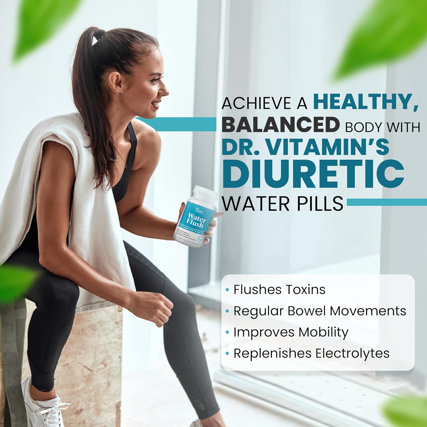 Diuretic Water Pills for Weight Control, 12 Active Ingredients (Green Tea, Cranberry & More), Instant Relief from Bloat & Swelling, Water Retention Pills for Women & Men - 60 Caps - Image 8