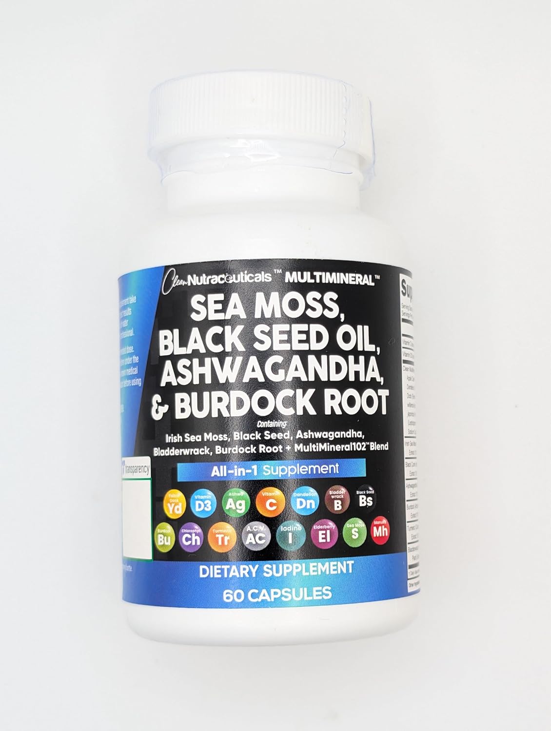 Clean Nutraceuticals Sea Moss Black Seed Oil Ashwagandha Turmeric Bladderwrack Burdock & Vitamin C Vitamin D3 with Elderberry Manuka Dandelion Yellow Dock Iodine Chlorophyll ACV - Image 7