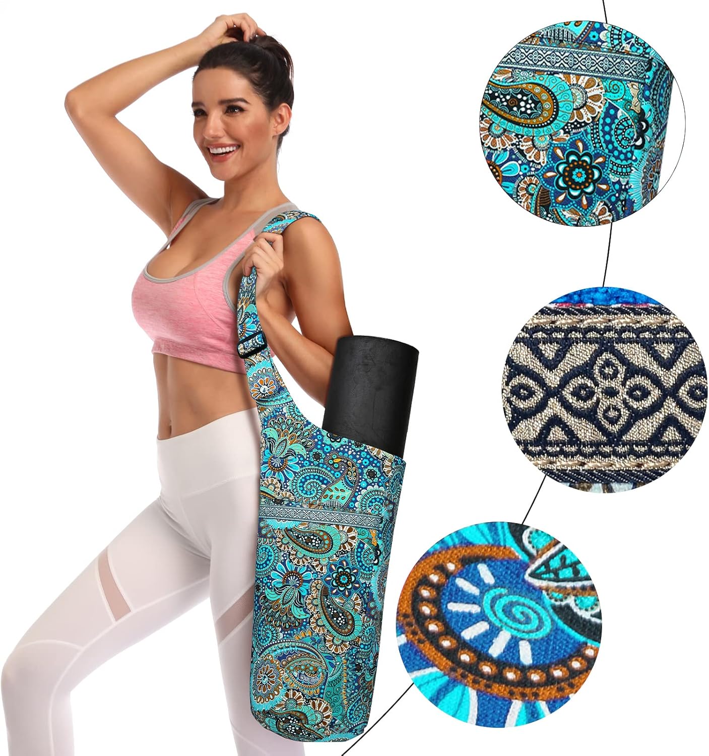 IwIeIaIrI Yoga Mat Bag with Large Size Pocket and Zipper Pocket,Yoga Bag Adjustable Shoulder Strap- Holds More Yoga Accessories - Image 5