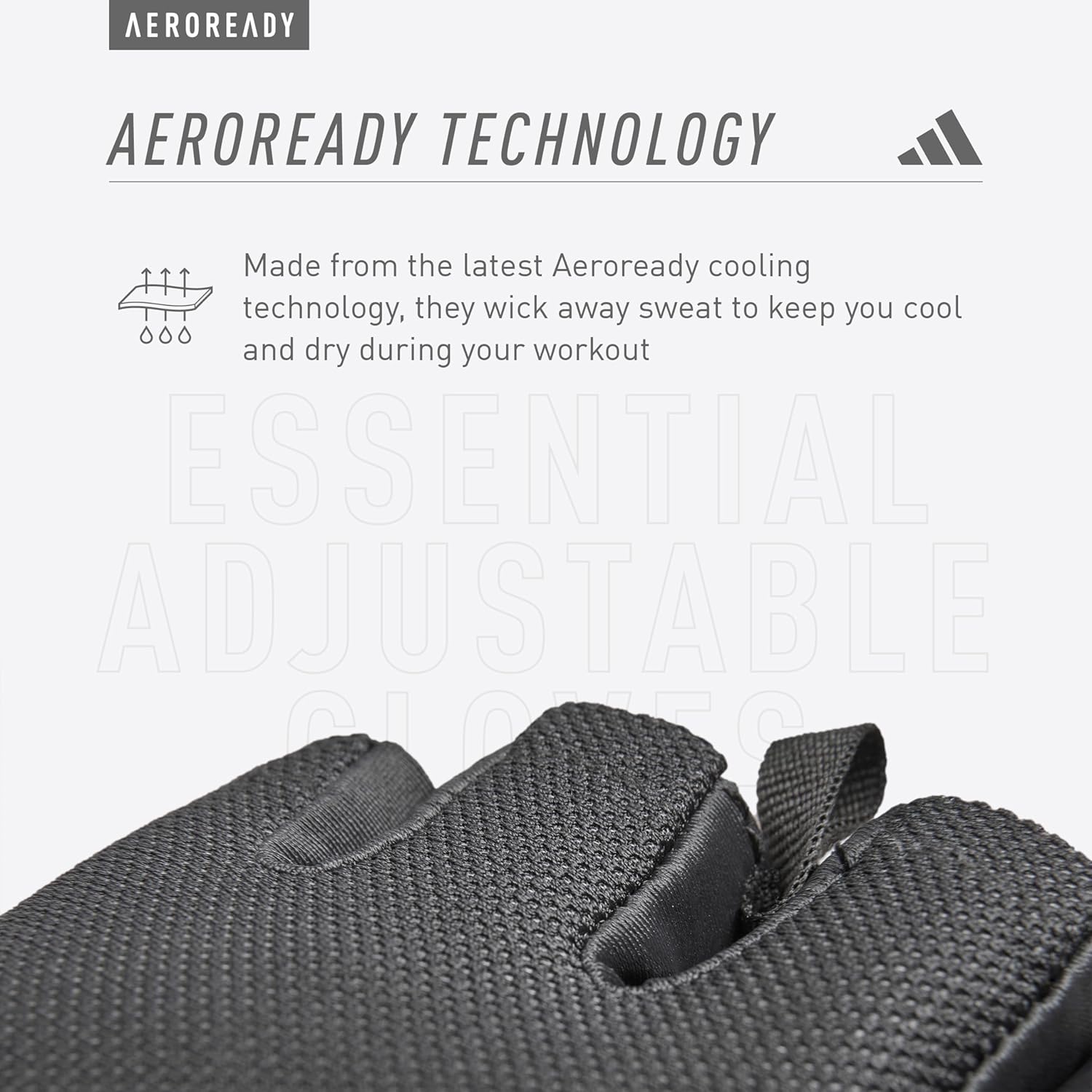 adidas Essential Weightlifting Gloves, Adjustable Fingerless Workout Gloves - Image 7